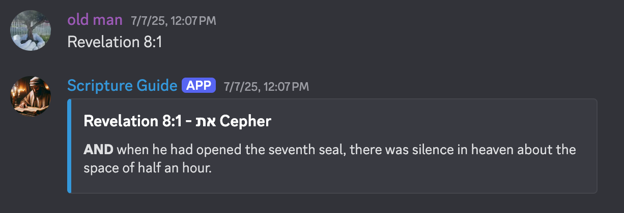 Scripture Guide Discord bot in action